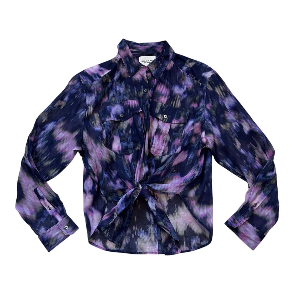 Isabel Marant Étoile Nath Shirt in Purple Abstract Tie-Dye Size EU 38 / US 6
